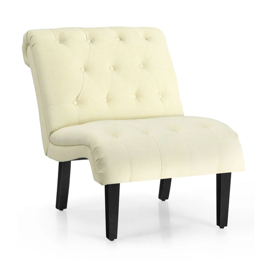 Modern Upholstered Accent Chair with Button Tufted Linen Fabric