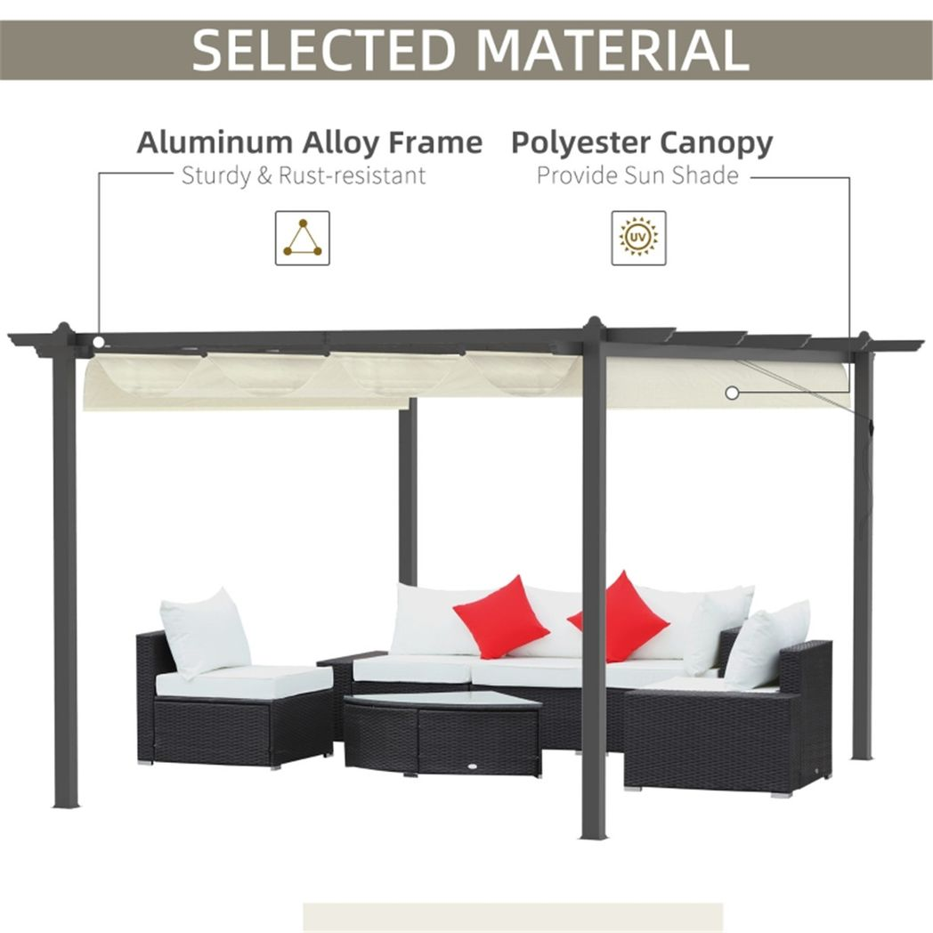 Spacious Aluminum Patio Gazebo with Retractable Canopy & Ground Stakes