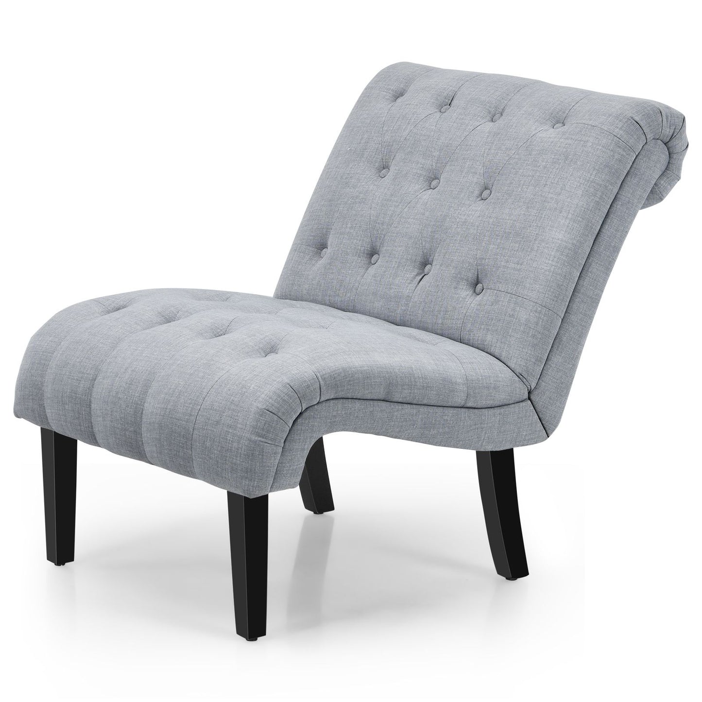 Modern Upholstered Accent Chair with Button Tufted Linen Fabric