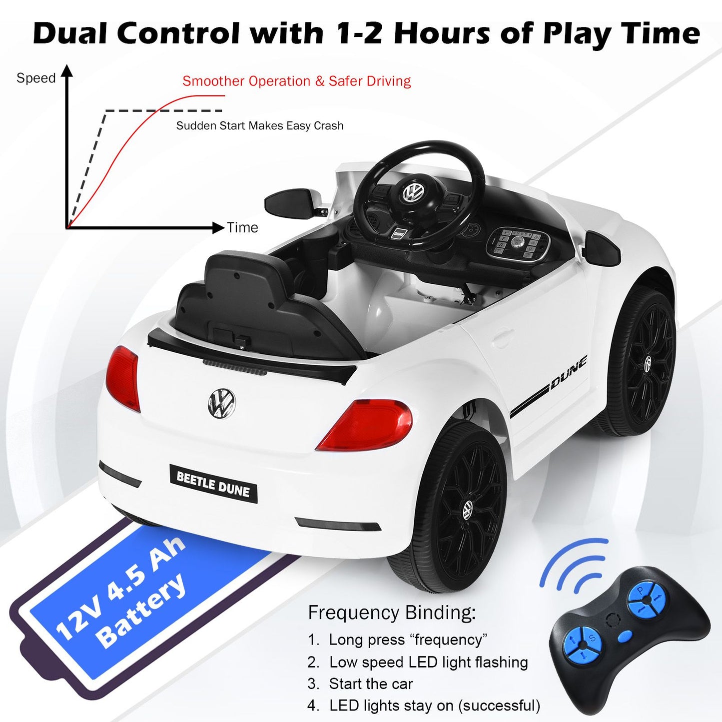 12V Volkswagen Beetle Electric Kids Ride on Car with Remote Control