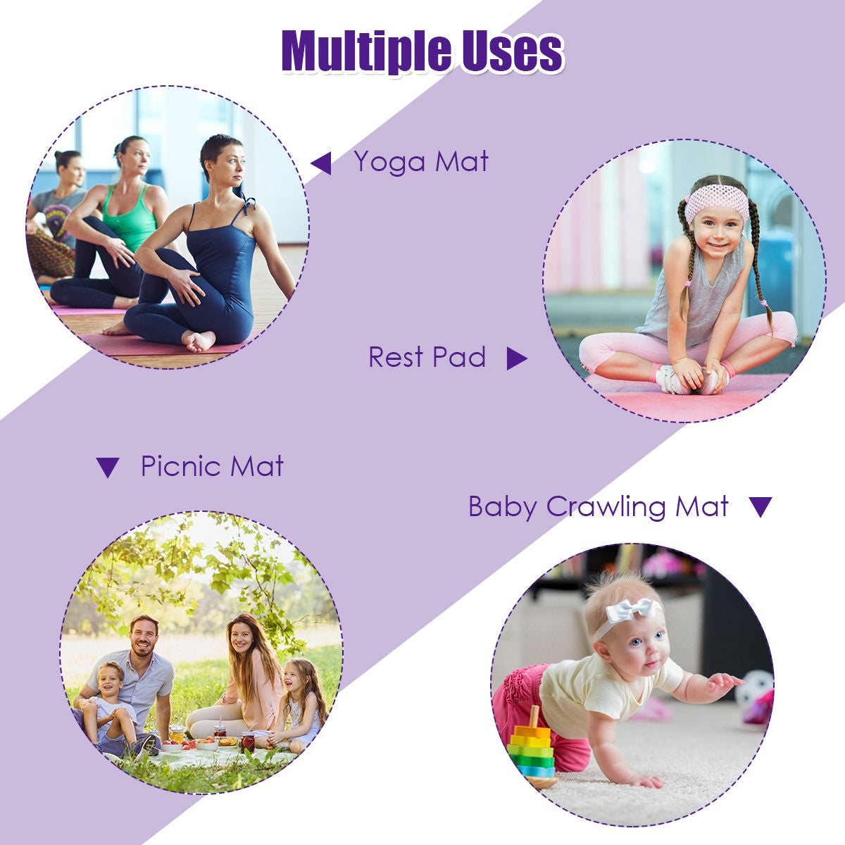 182 cm Thick Yoga Mat with Dual-Sided Non-Slip Surface