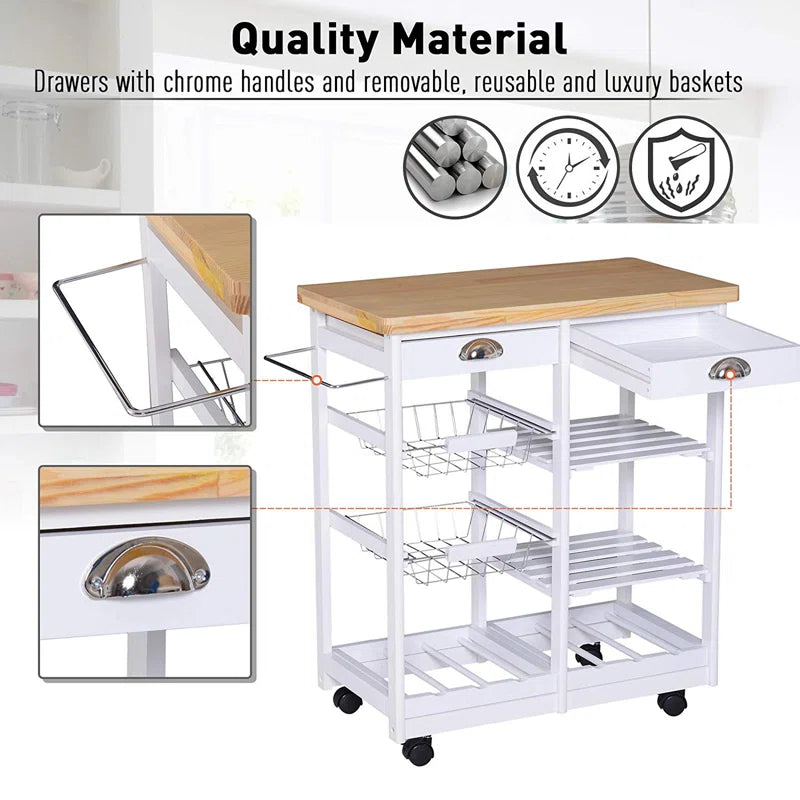 Richards Solid Wood Top Kitchen Cart