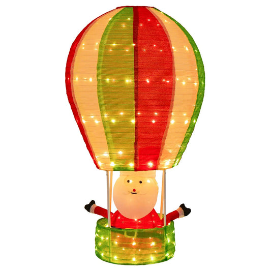 Lighted Santa in Hot Air Balloon with LED Lights and Pop-Up Design