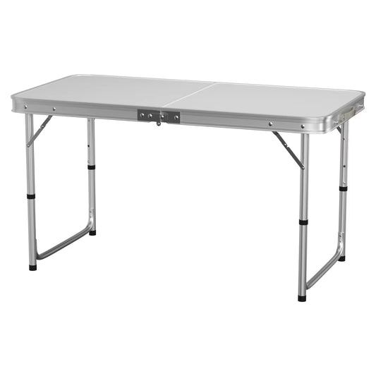 120X60X70Cm Aluminium Camping Table, Portable Folding Table Small Picnic Table Laptop Desk TV Dinner Bed Home Office, White