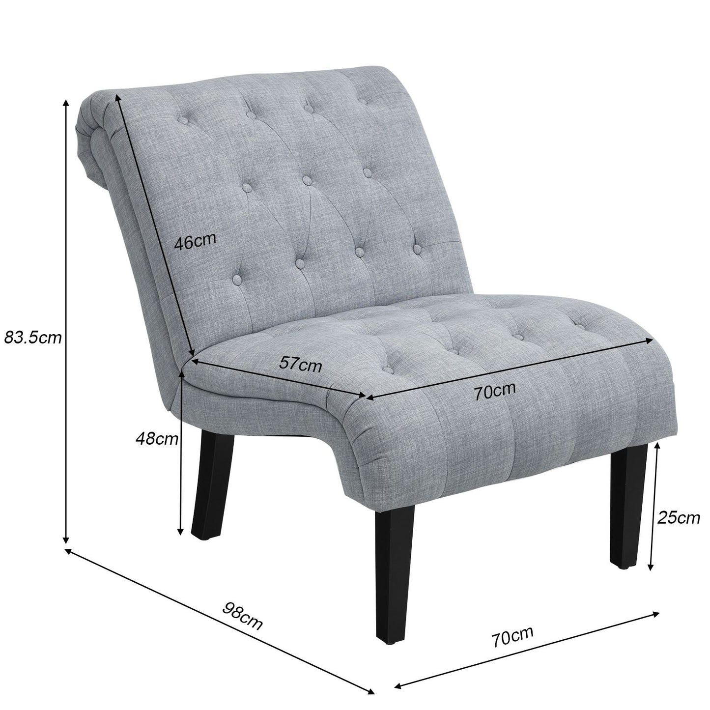Modern Upholstered Accent Chair with Button Tufted Linen Fabric
