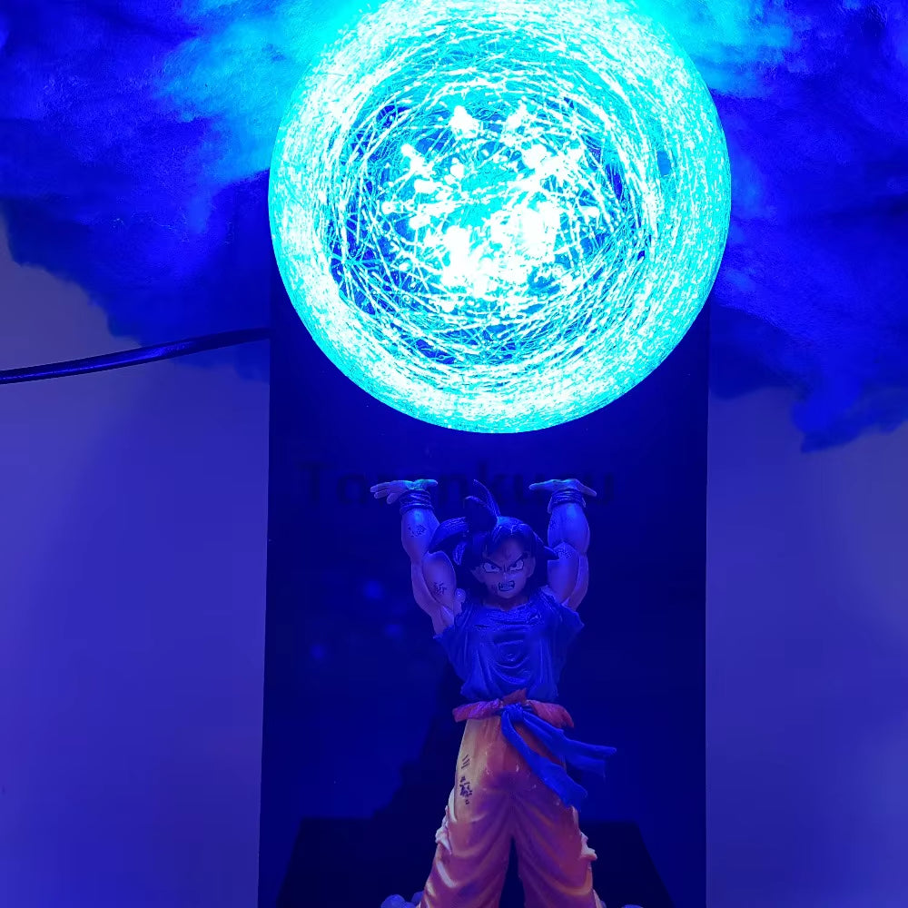 Dragon Ball Anime Son Goku Spirit Bomb with Cloud Lamp Led Bulb Action Figures Model Figurine Figure & Base & Lamp DIY Toys