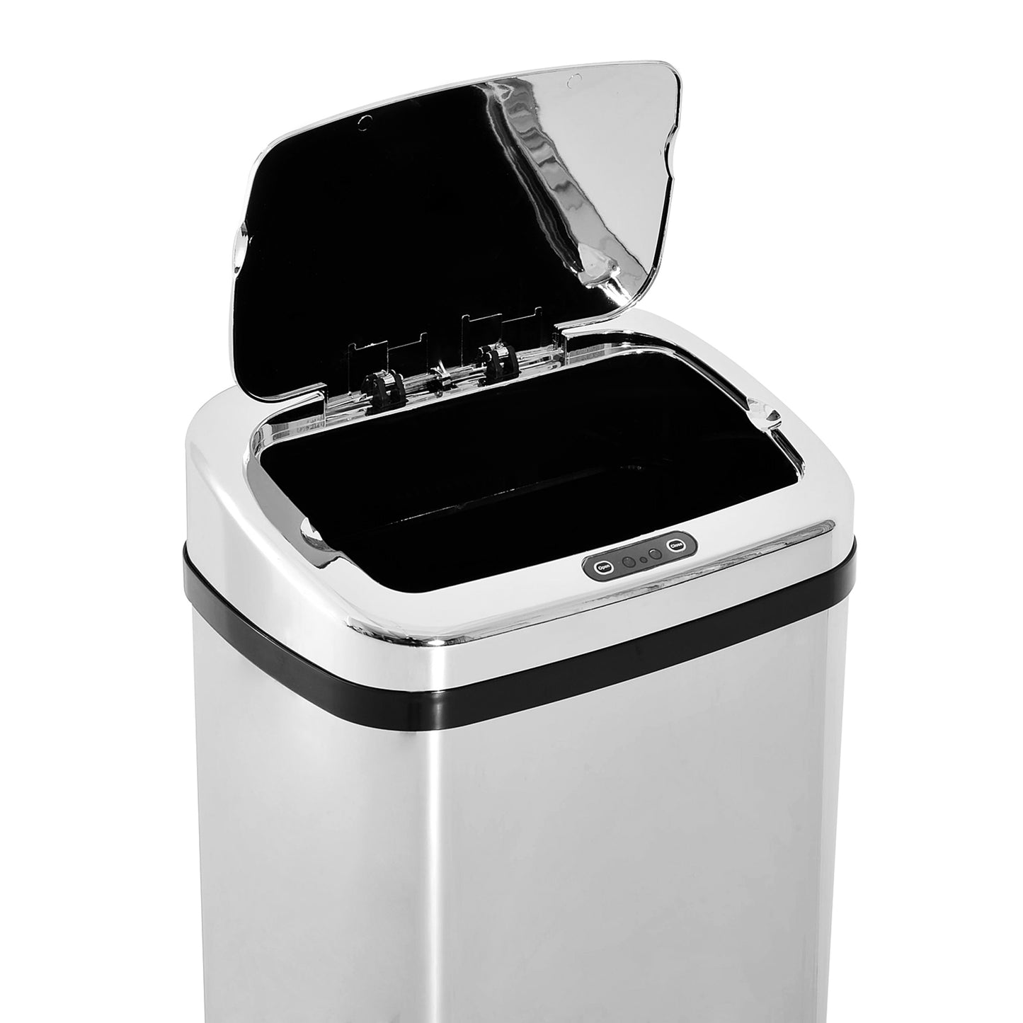 50L Motion Sensor Trash Bin - ABS, Silver/Black, Touchless Lid