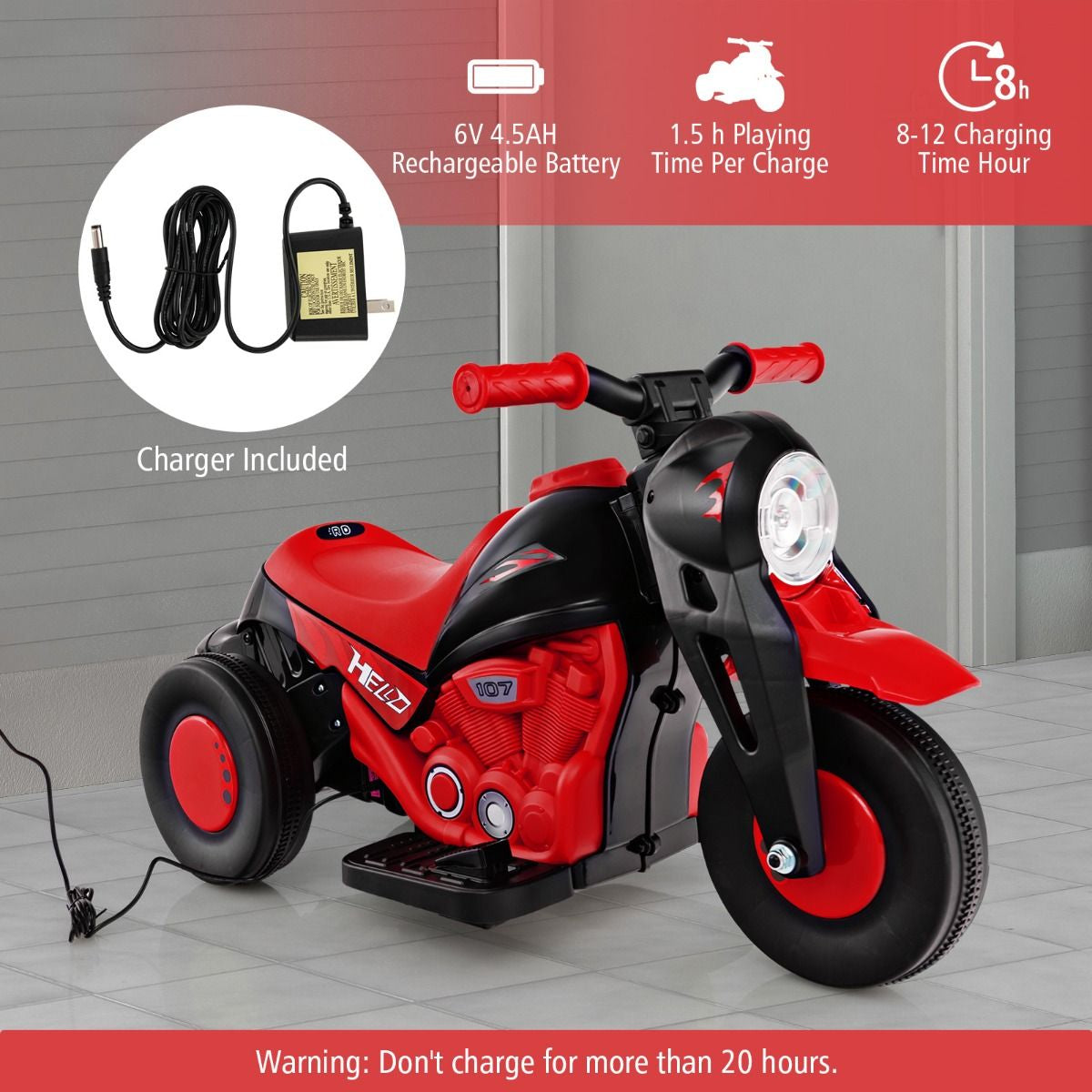 6V Electric Kid Ride on Motorcycle with Bubble Maker