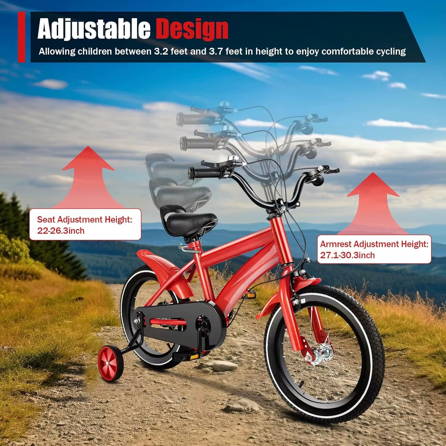 14 Inch Kids Bikes with Training Wheels High Carbon Steel Bicycle for Ages 3-6 Years