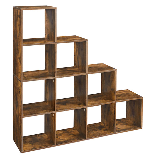 10 Tier Bookcase Open Shelf Storage Cabinet for Decorations, Picture Frame, Living Room, Bedroom, Office