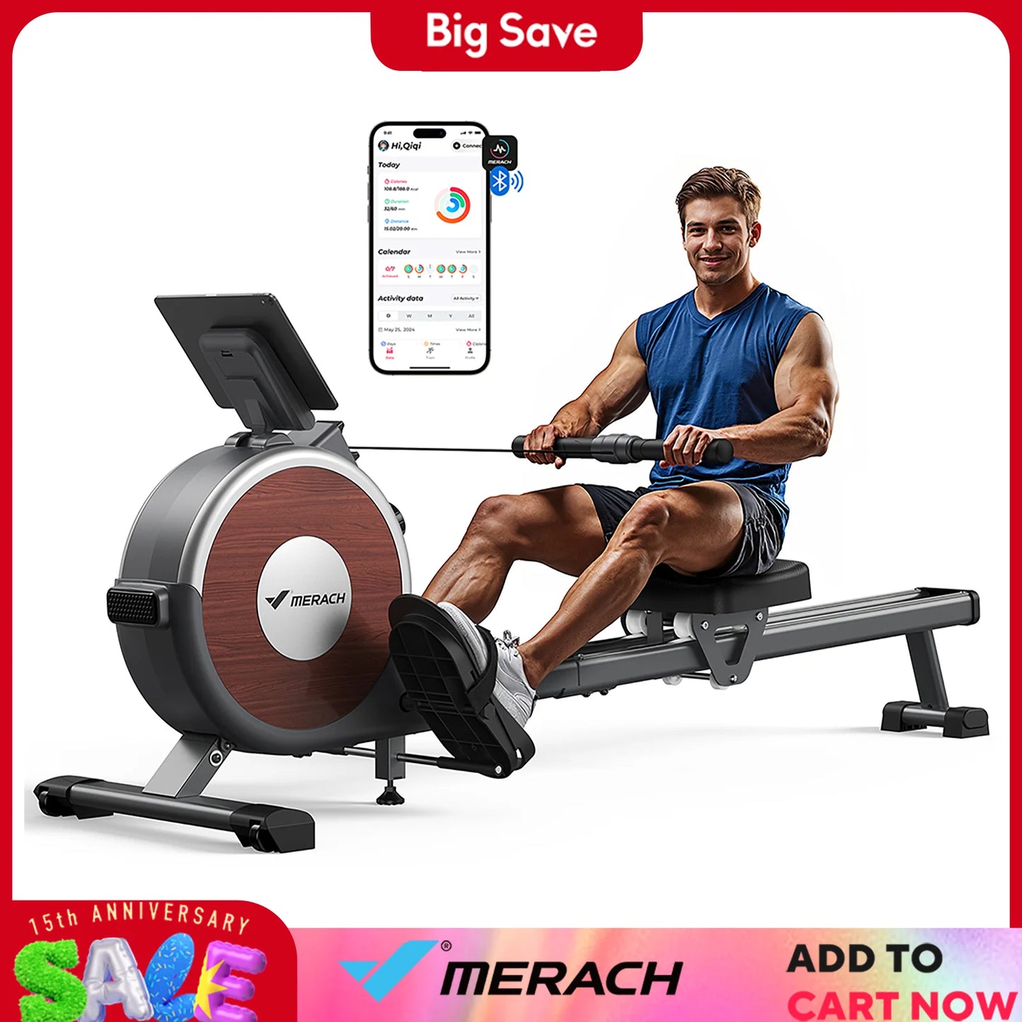 Q1S Rowing Machine Magnetic Rower Machine for Home 16 Levels Quiet Resistance Dual Slide Rail Max 350Lb Weight Capacity