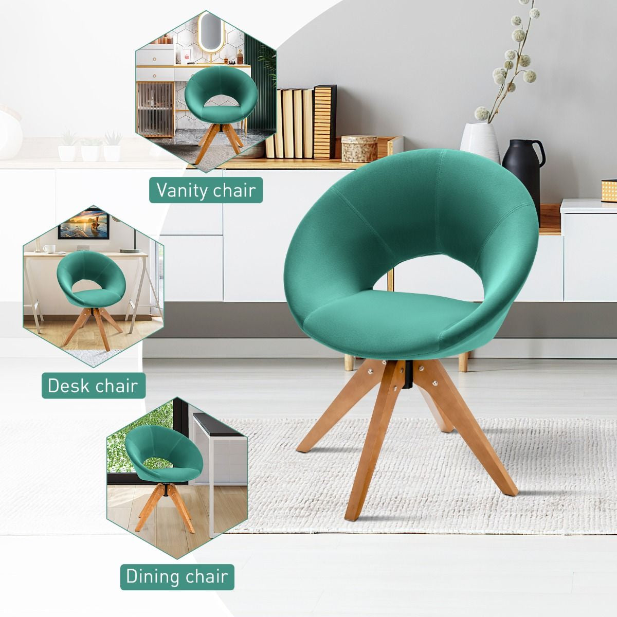 360° Swivel Velvet Accent Chair for Living Room, Bedroom and Office