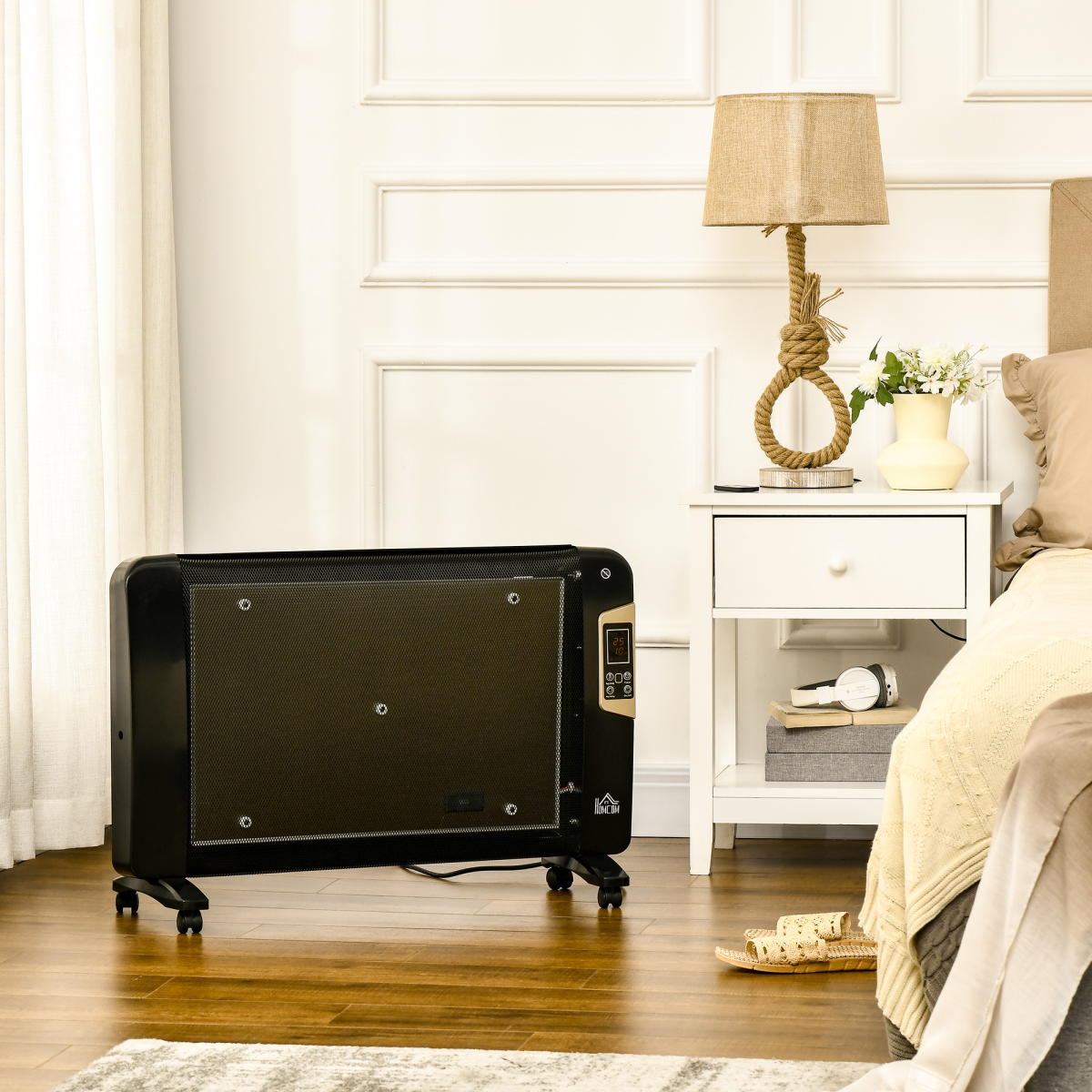 Adjustable Electric Space Heater with Remote - 1000W/2000W, Black