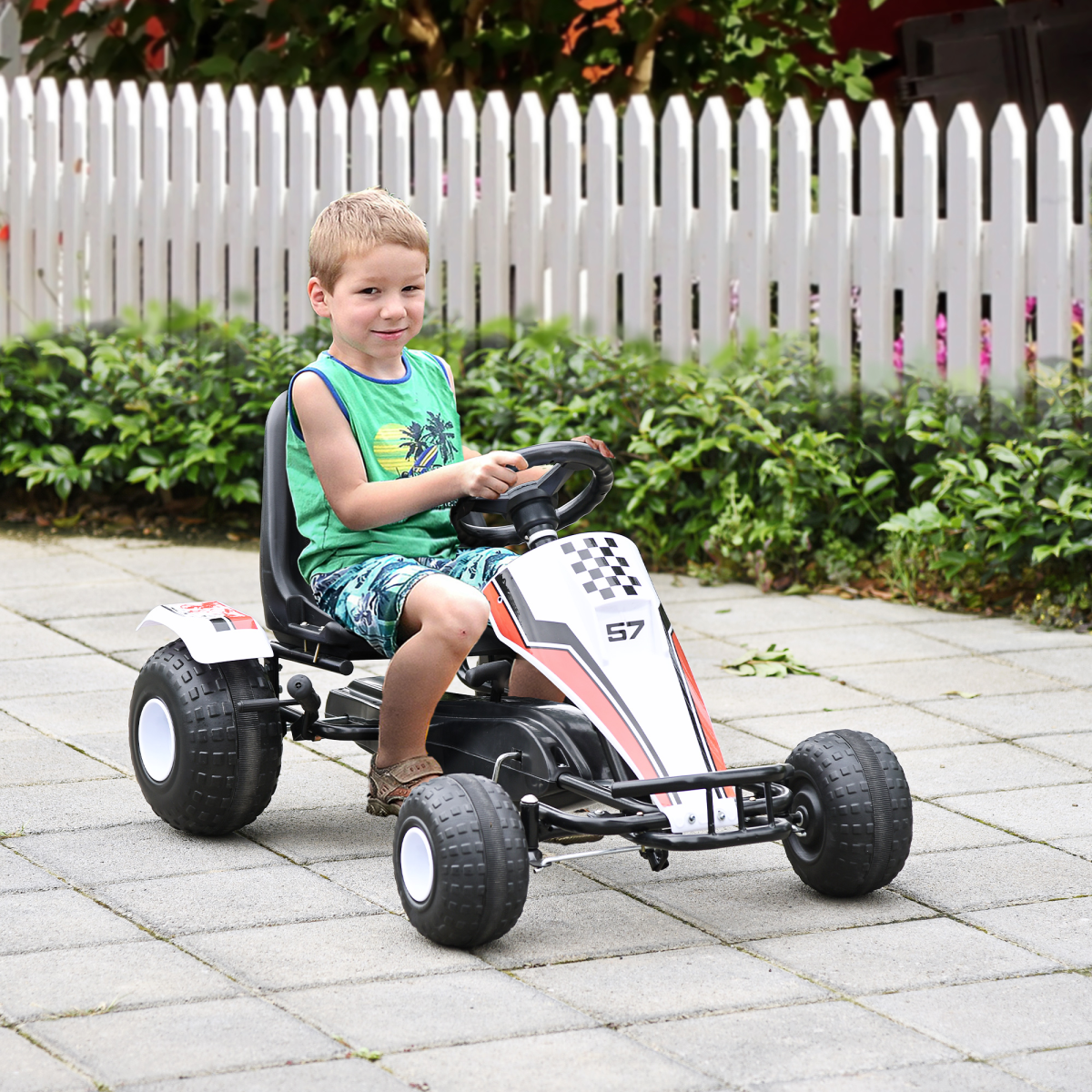 Kids' Racing Pedal Go-Kart with Steering Wheel, Gears & Brakes