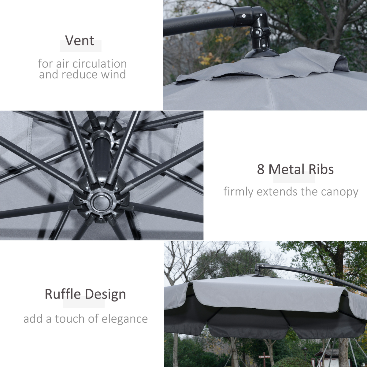 Elegant Wall-Mounted Patio Umbrella with Adjustable Canopy & Steel Frame