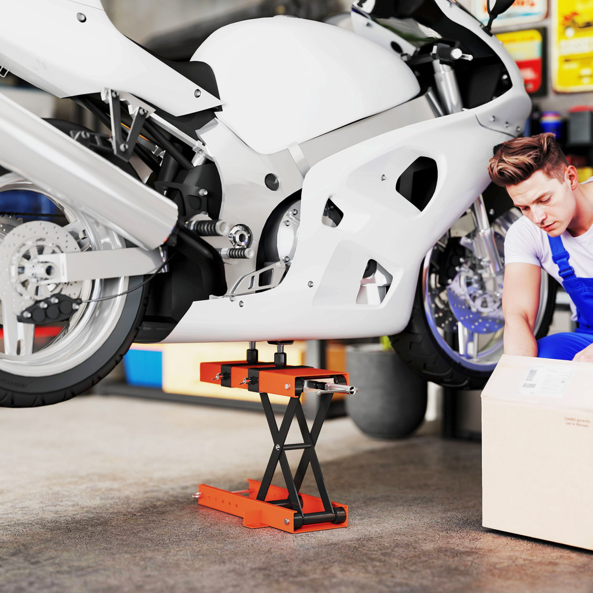 500kg Heavy-Duty Motorcycle Scissor Lift Jack - Effortless & Secure