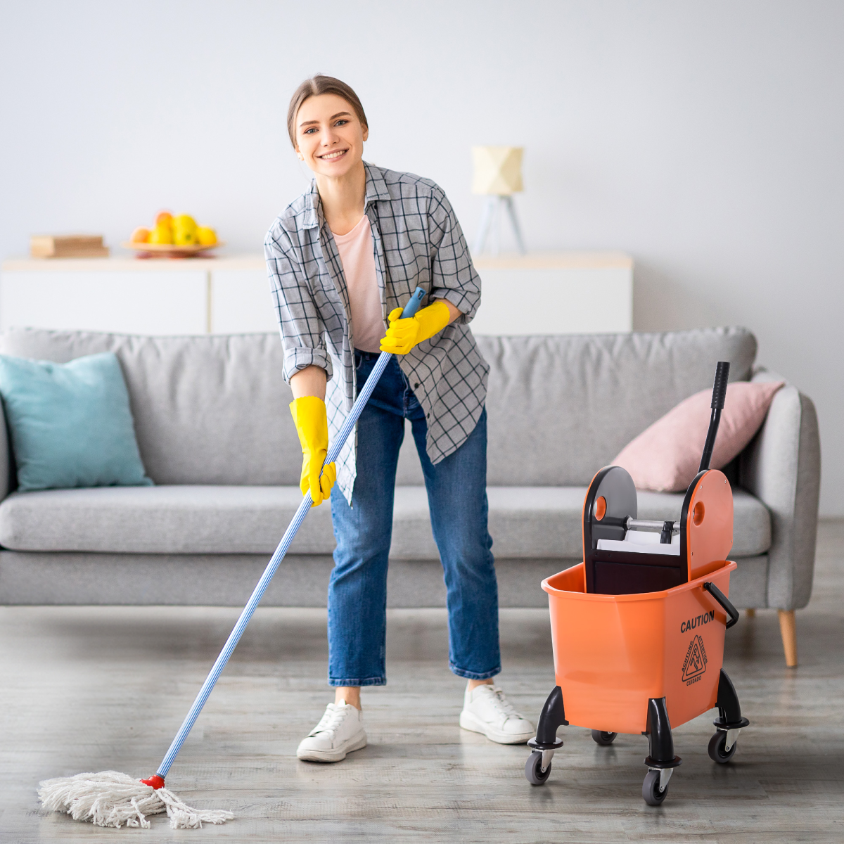 Ultimate Rolling Mop Bucket with Wringer & Easy-Clean Design