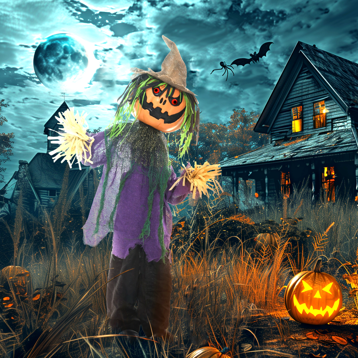 Animated Halloween Pumpkin Prop - Touch / Sound Activated