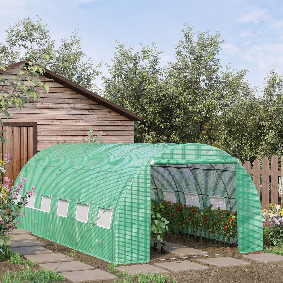 Sturdy 6x3x2m Greenhouse Polytunnel with Galvanised Steel Frame