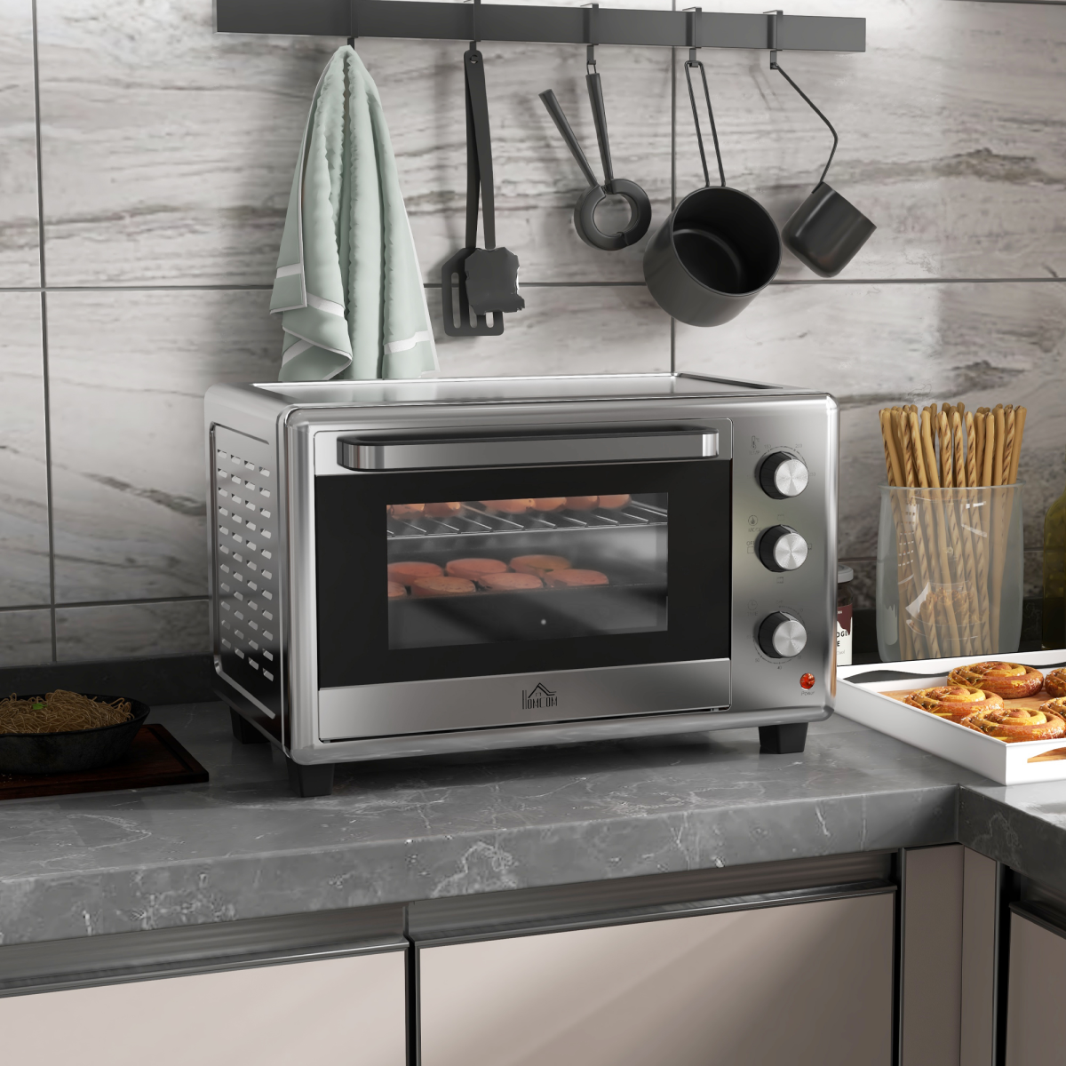 Portable 30L Mini Oven: Adjustable Temp, 60-Min Timer, 1600W Power