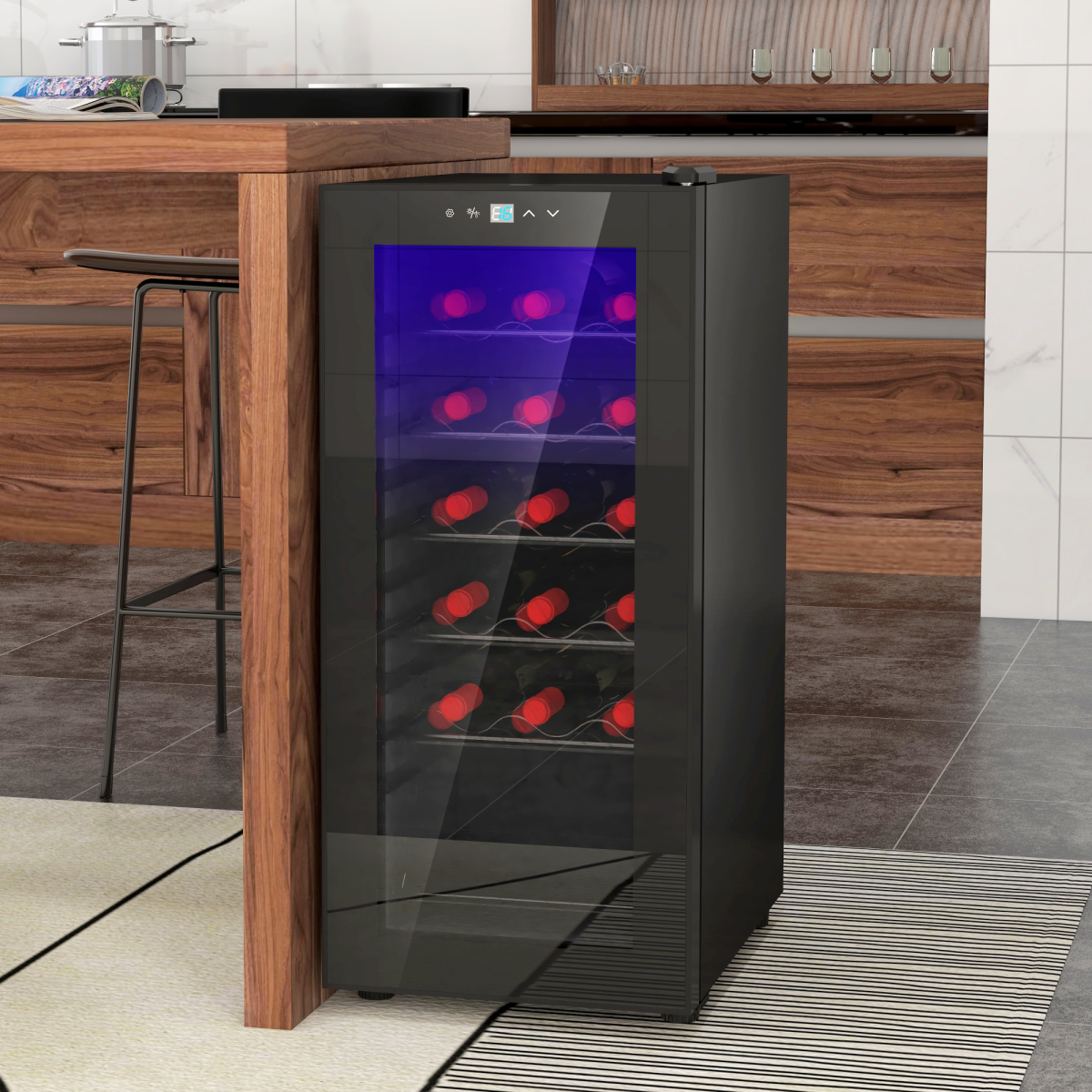 50L Wine Cooler Fridge – 18-Bottle Capacity & LED Glass Door Elegance