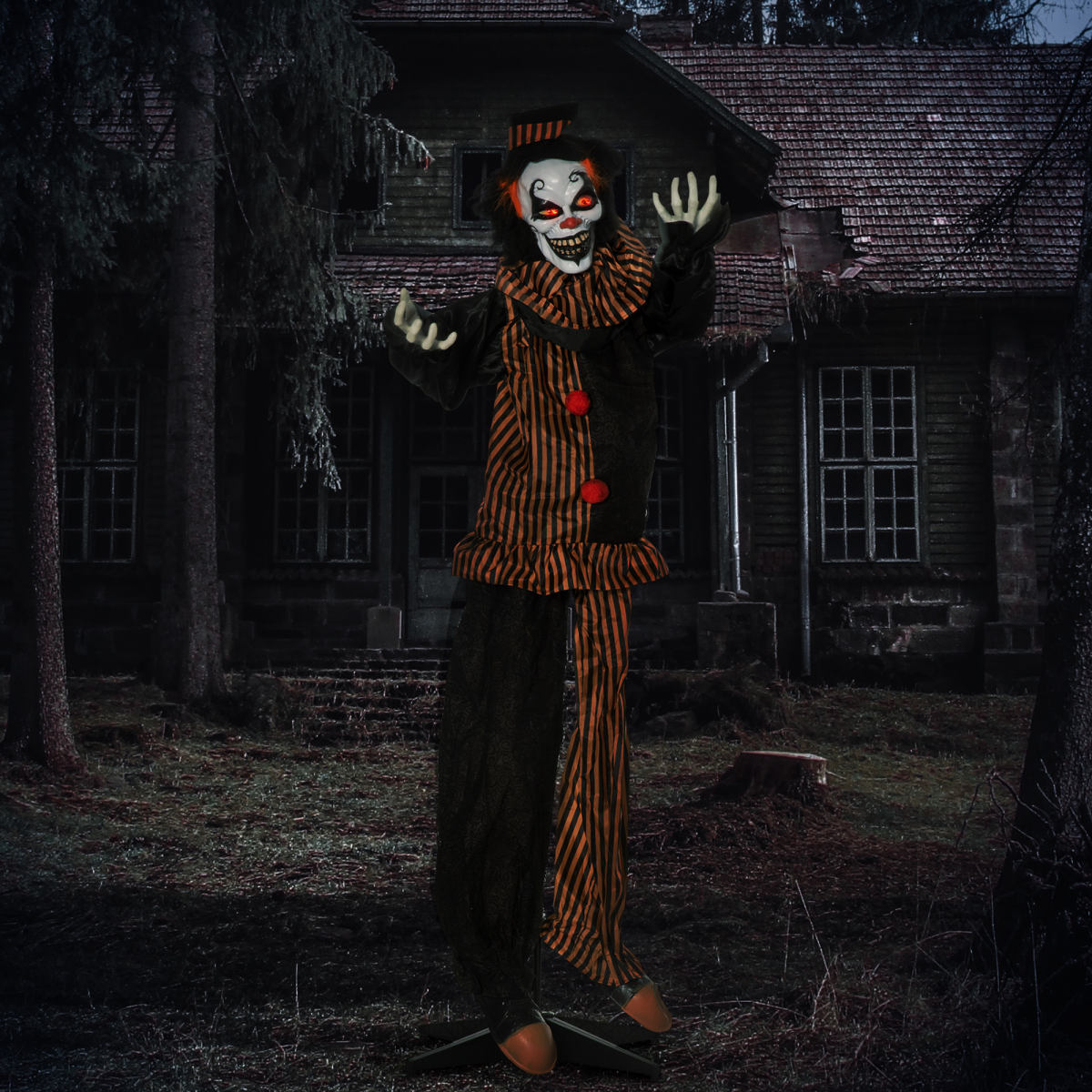 67-Inch Outdoor Life-Size Talking Circus Clown with Light-Up Eyes