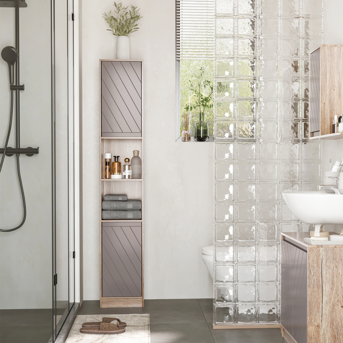 Elegant 170cm Slimline Freestanding Storage Cabinet with Adjustable Shelves