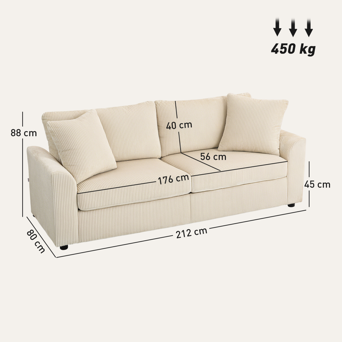 Elegant Cream White Sofa Chair with Cushions for Ultimate Comfort & Support