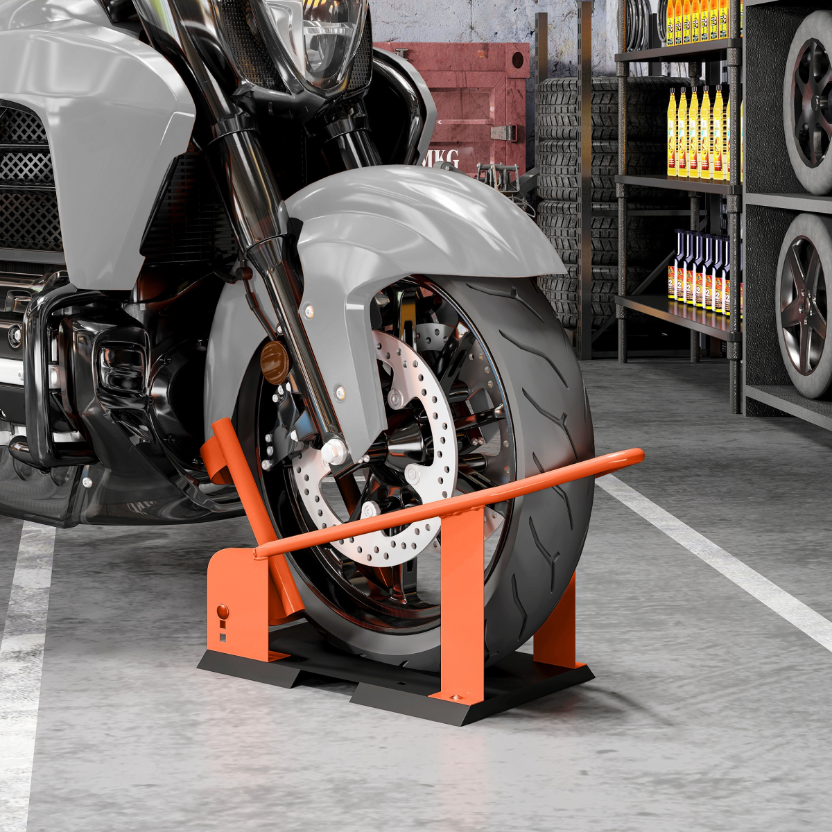 Heavy-Duty Motorcycle Wheel Chock - Secure & Adjustable Bike Holder