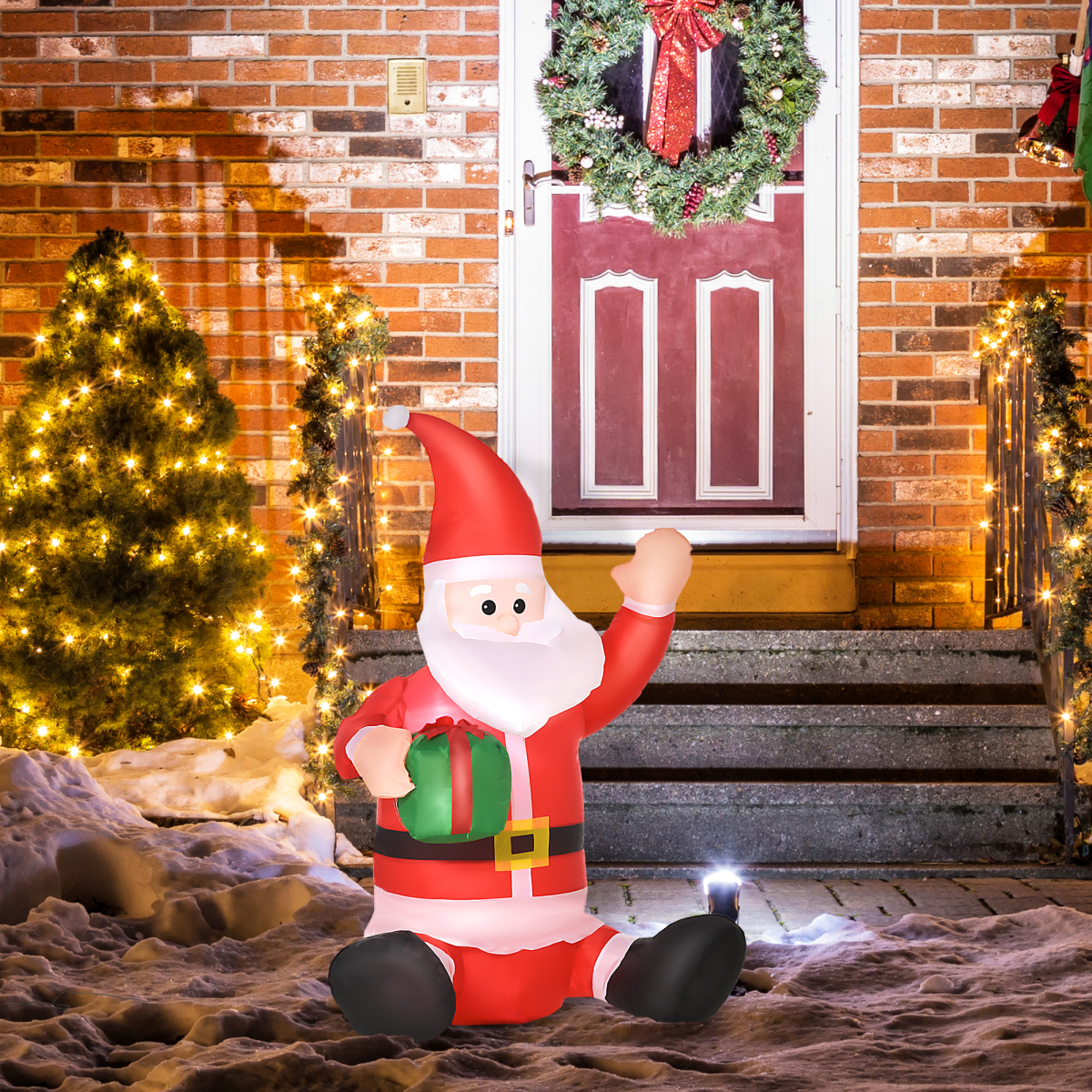 4ft LED Inflatable Santa with Gift - Outdoor Christmas Decor