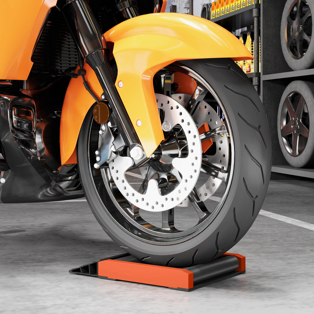 Motorcycle Wheel Roller Stand - Effortless Tyre & Chain Care!