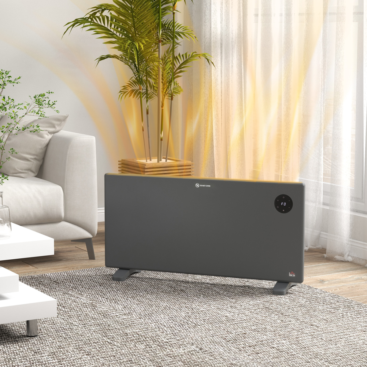 2000W Silent Convector Heater: Stylish, LED Control & Remote