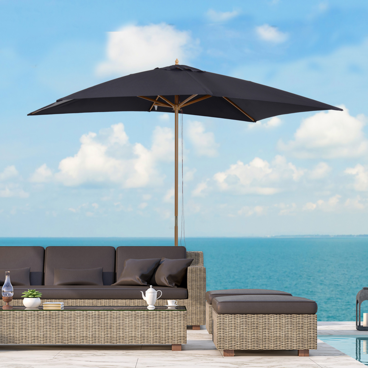 Versatile 7' x 10' Wall-Mounted Umbrella – Stylish Sun & Rain Shelter