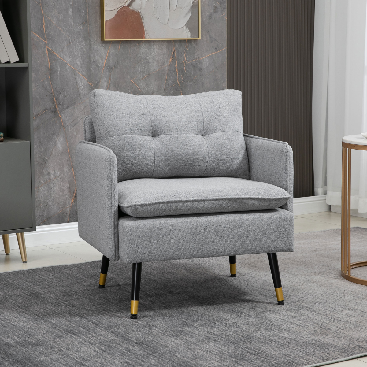 Modern Upholstered One-Seater Sofa - Grey, Comfort & Style