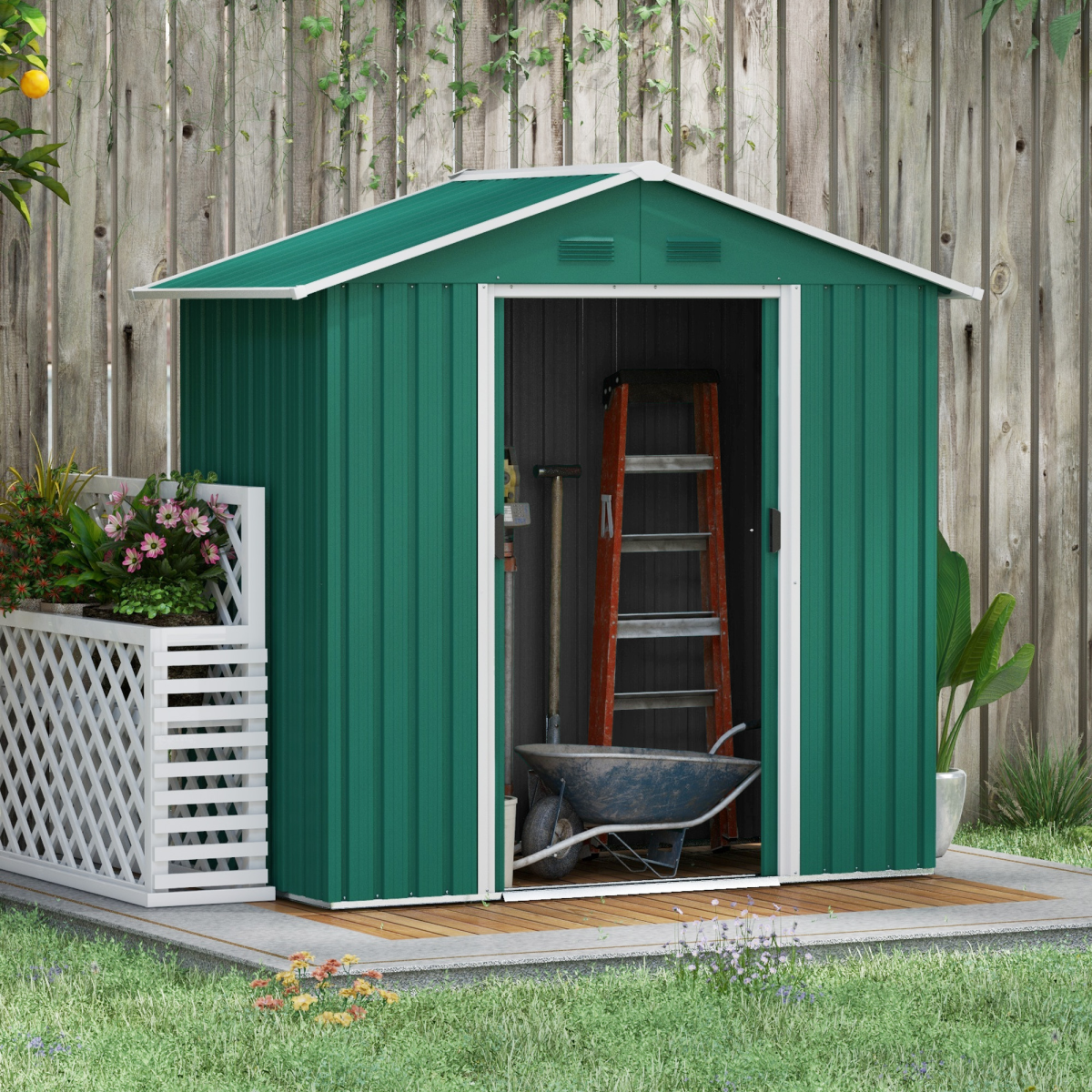 6.5x3.5ft Metal Garden Shed - Rainproof, Lockable, Double Doors