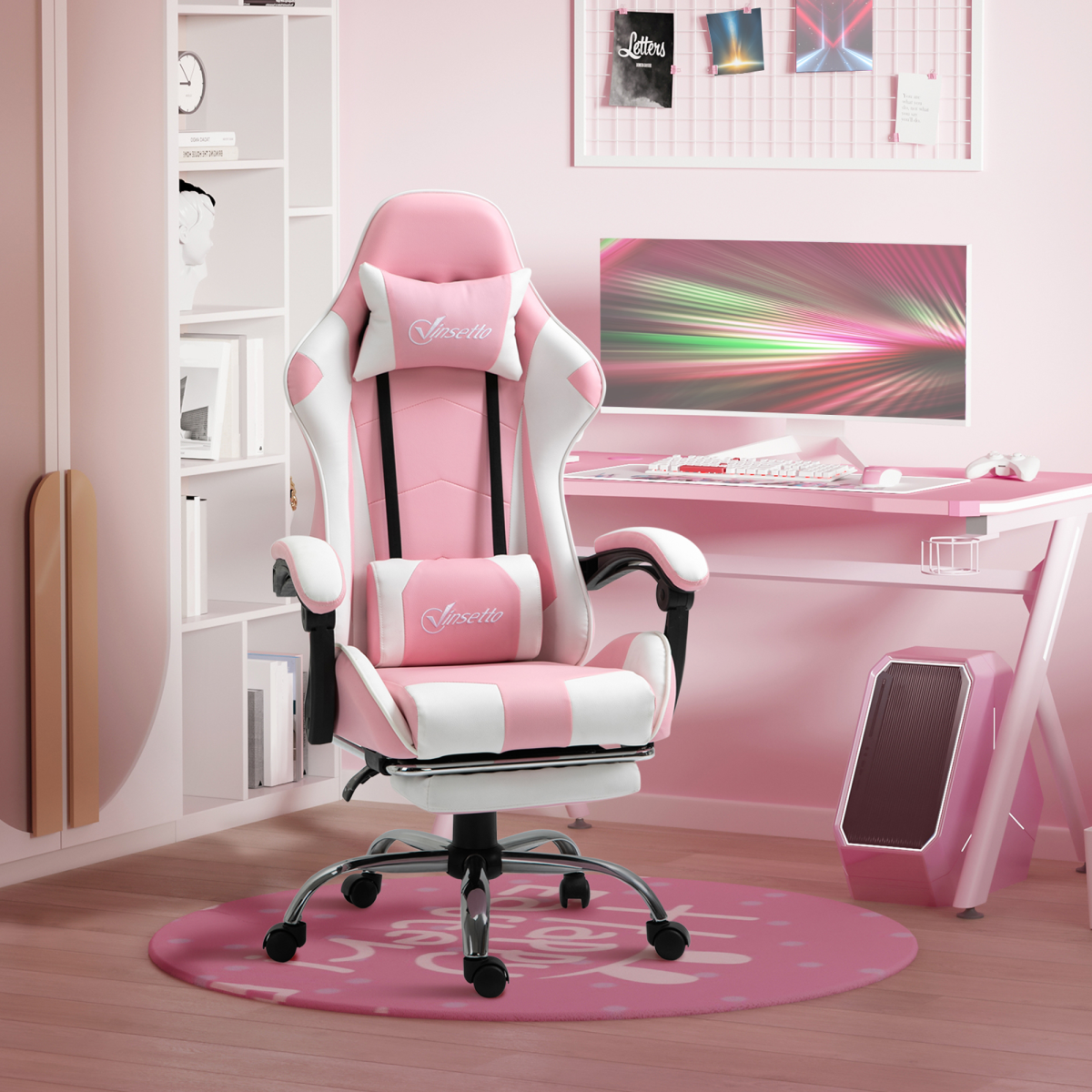 Pink Racing Gaming Chair with Lumbar Support - Ultimate Gamer Recliner
