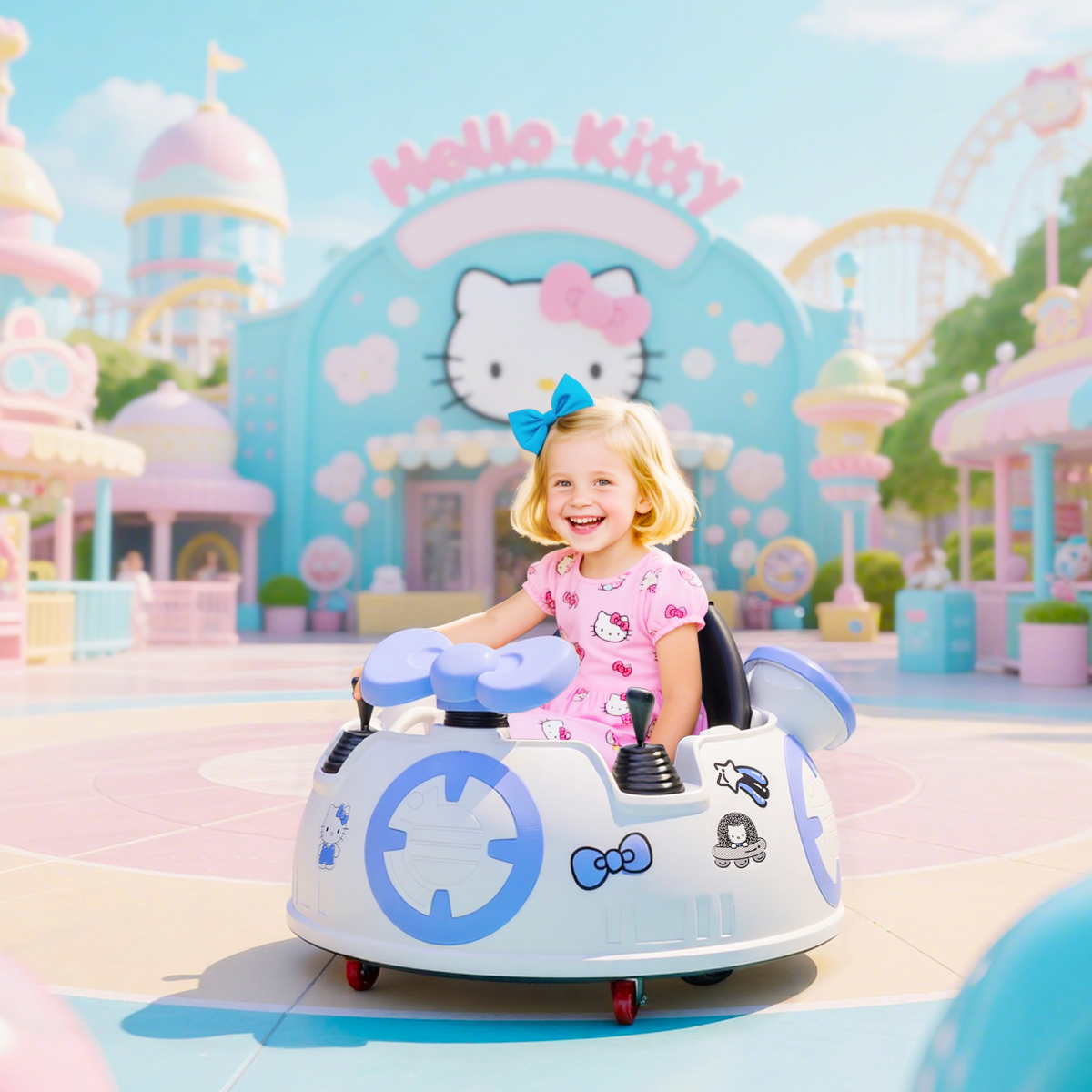 Hello Kitty Ride-On Bumper Car with Remote Control White