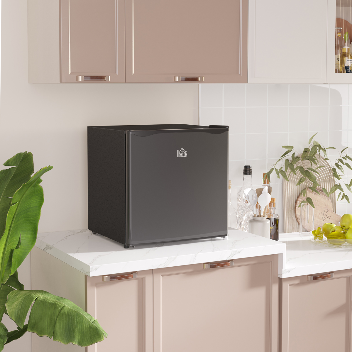 46L Compact Countertop Mini Fridge with Top Chiller - Sleek Black Design