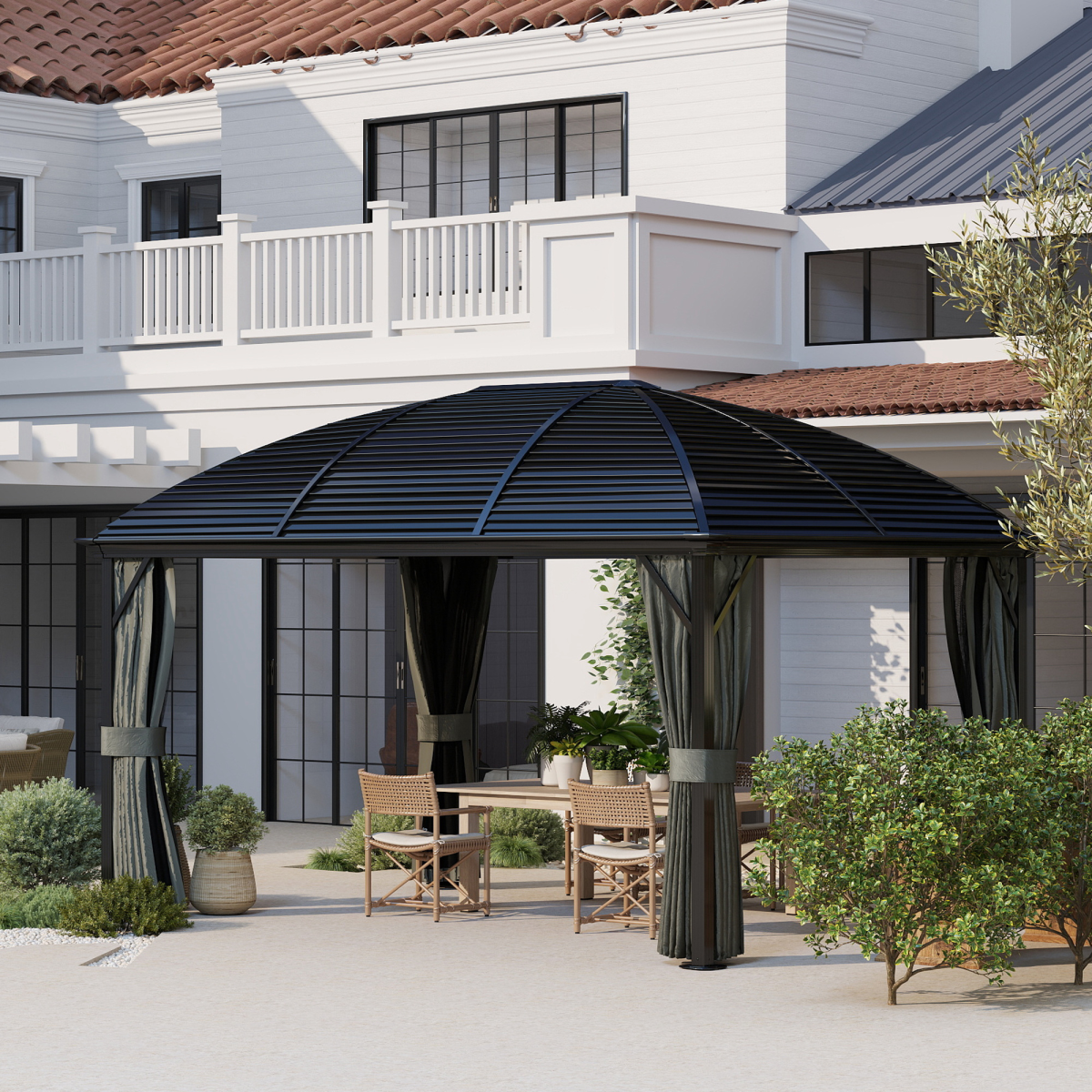 3x4m Hardtop Gazebo – Aluminium Garden Pavilion, Dark Grey