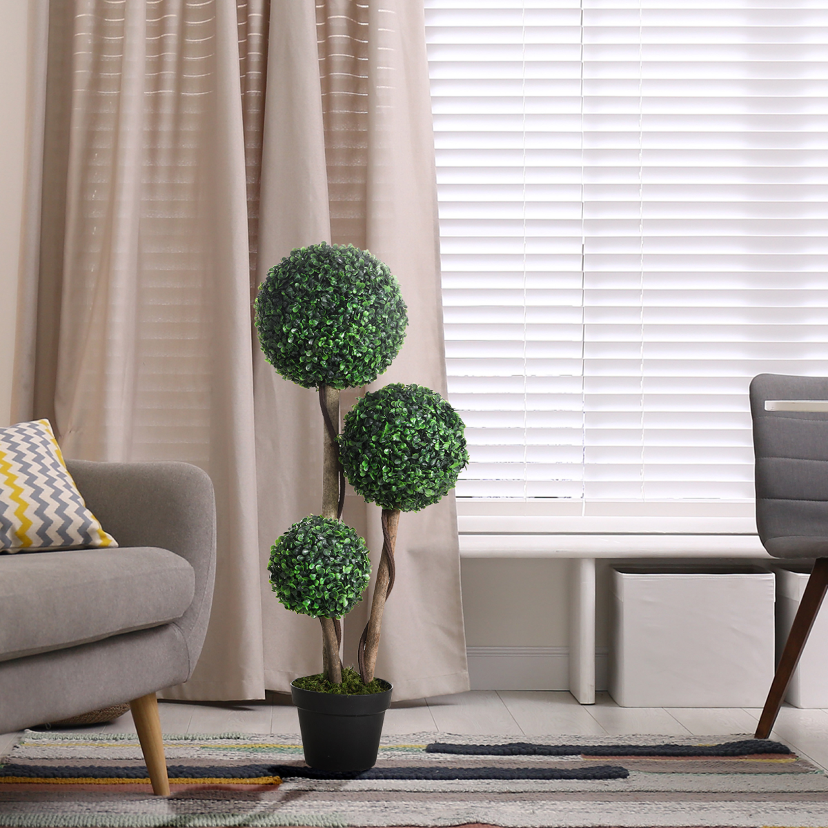 90cm Boxwood Ball Topiary Tree - Indoor/Outdoor Faux Plant