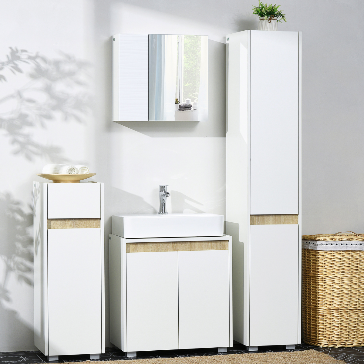 White Floor-Standing Under-Sink Cabinet with Double Doors