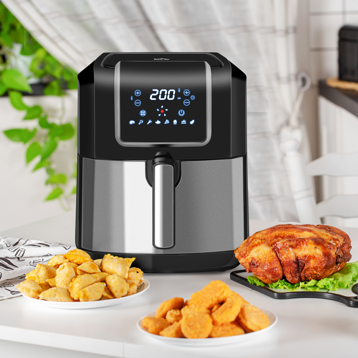 Air Fryer 1700W 6.5L with Digital Display Timer for Low Fat Cooking