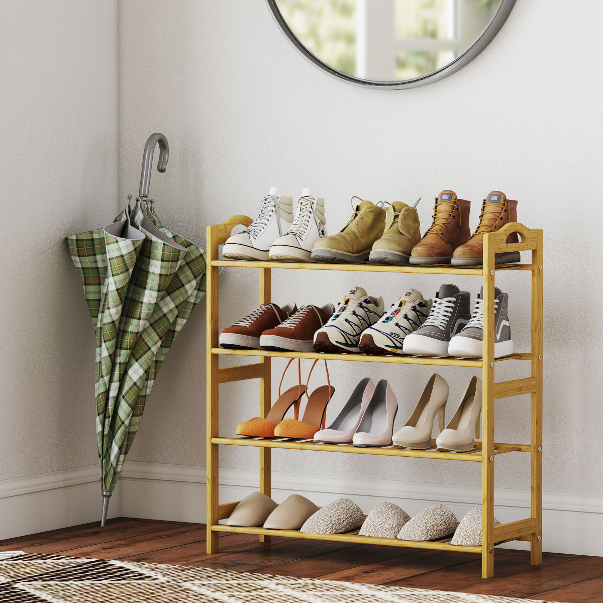 Stylish Bamboo 4-Tier Shoe Rack – Organize with Elegance & Versatility