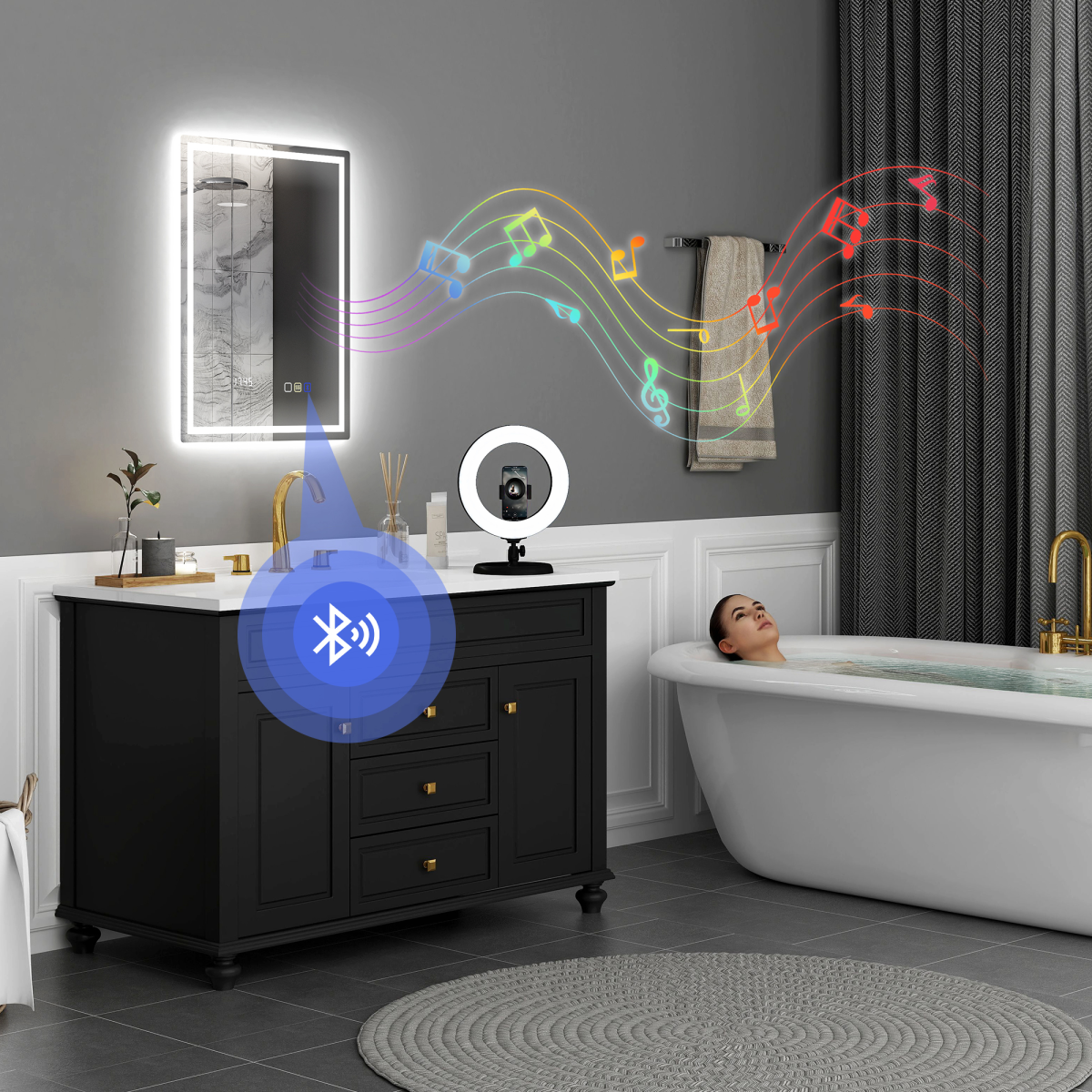 Smart Bluetooth Bathroom Mirror: Illuminating & Music-Ready with LED Touch Control