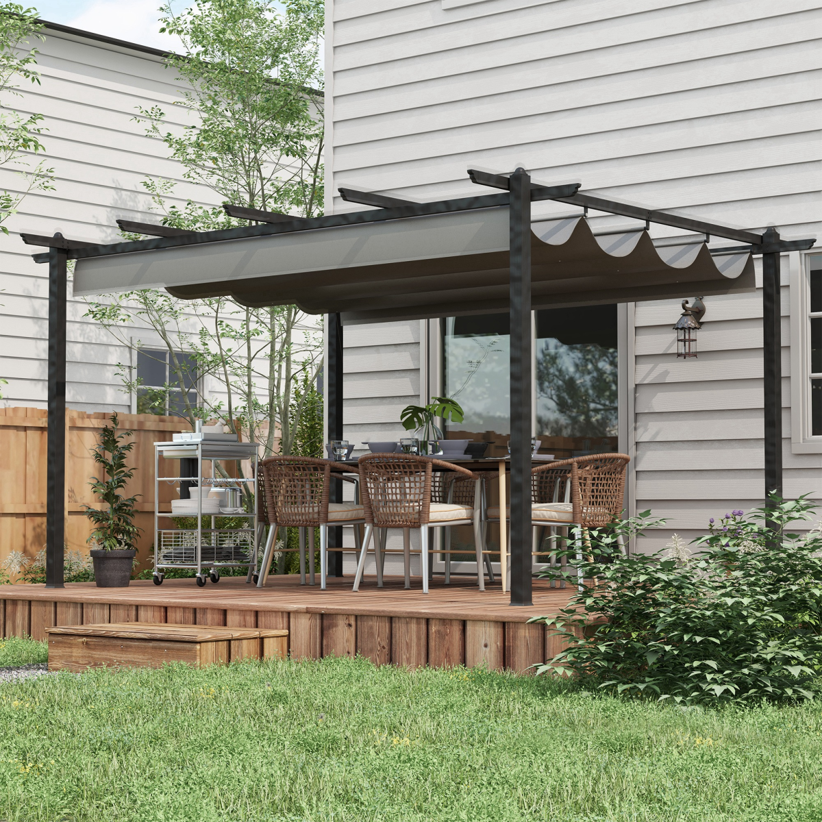 4x3m Aluminium Pergola Gazebo with Retractable Roof