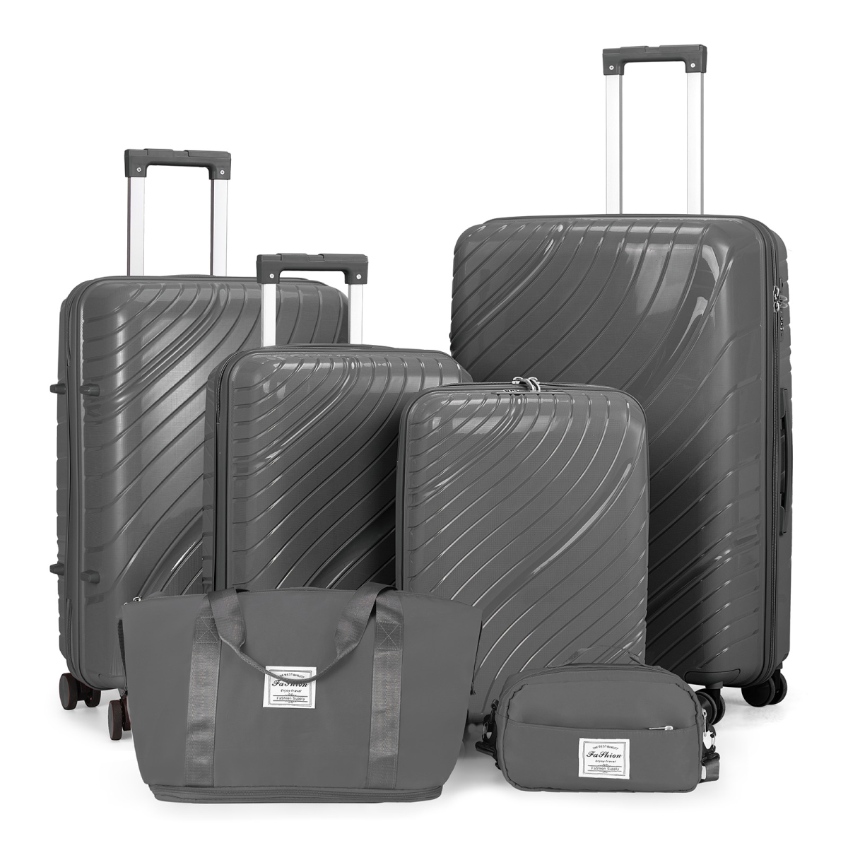 Iron Telescopic 4-Piece Luggage Set: Stylish Dark Gray with Travel Essentials