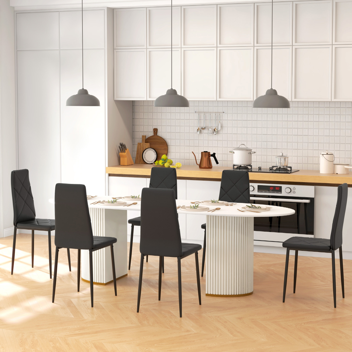 Set of 6 Stylish Black Faux Leather Dining Chairs for Ultimate Comfort