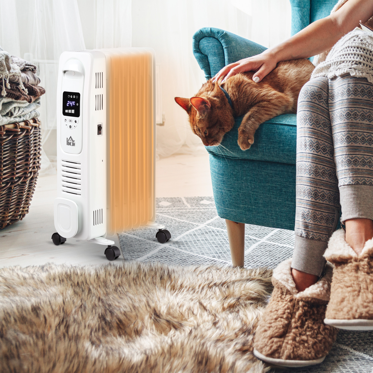 1500W Digital Oil Filled Radiator Heater with LED Display & Timer