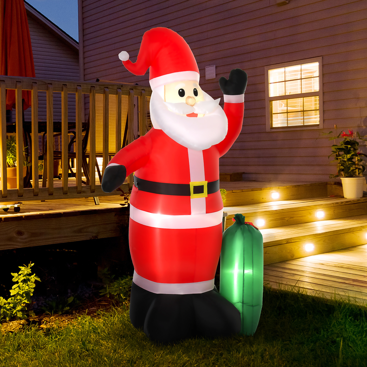 7.5ft LED Self-Inflating Santa Claus for Outdoor Yard Decor