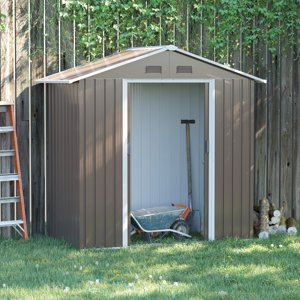 6.5x3.5ft Metal Garden Shed – Rust-Resistant Grey Outdoor Storage